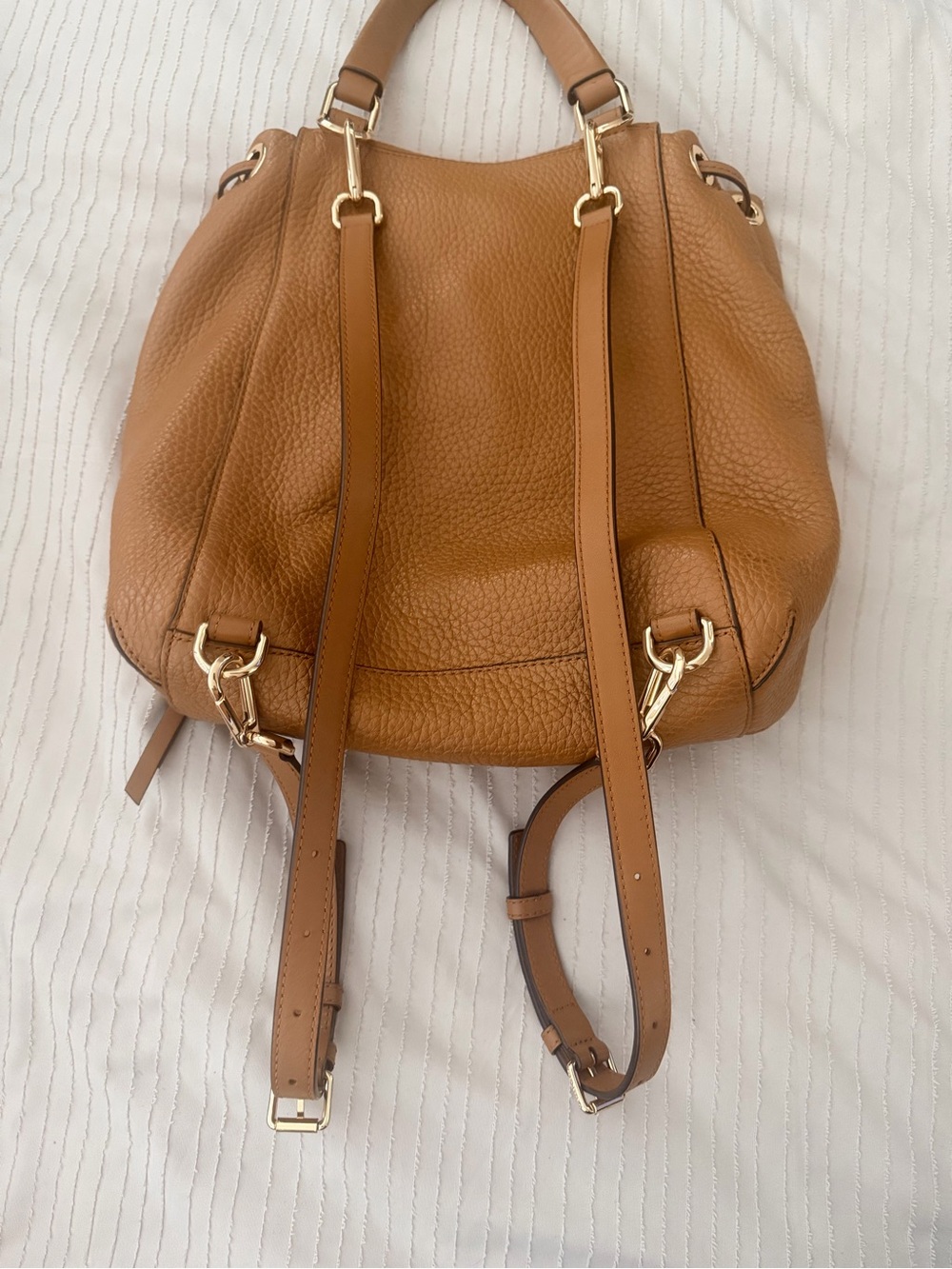 Michael Kors Chestnut Pebbled Leather Drawstring Backpack - Picture 3 of 9